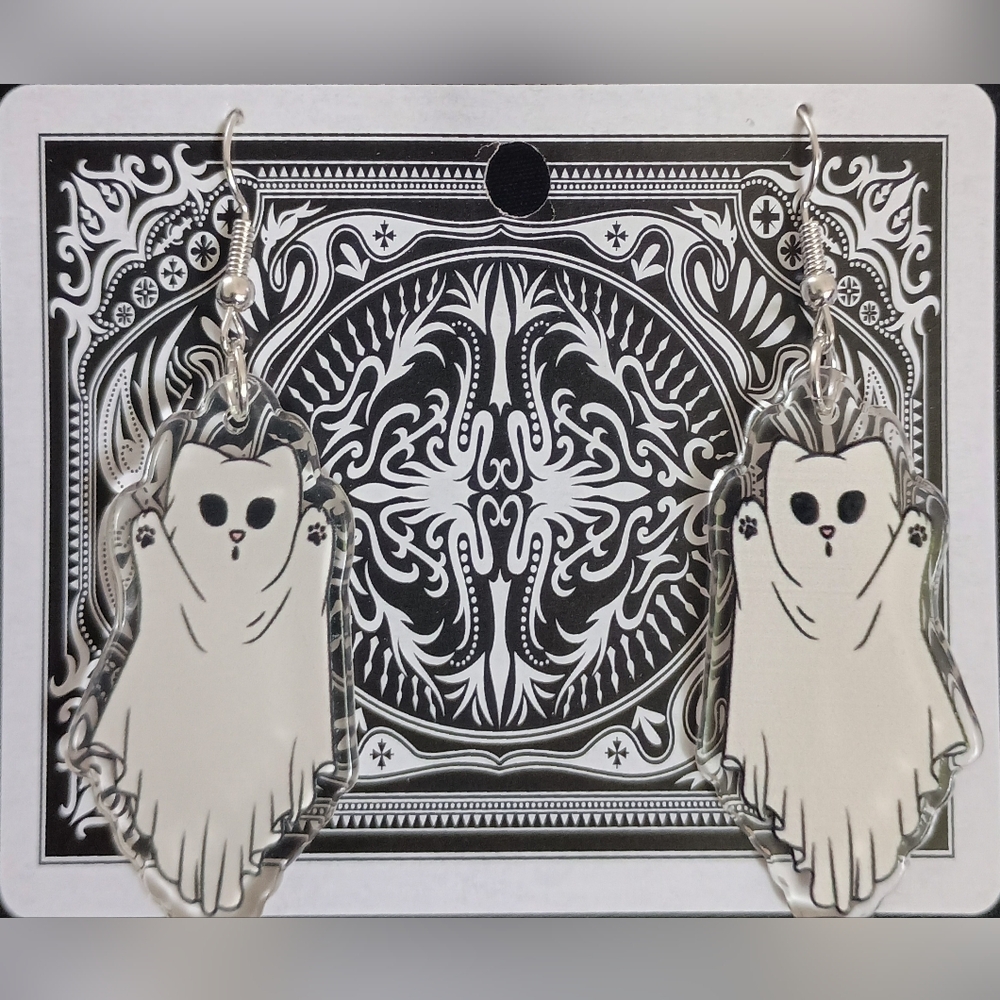 Ghost Design Earrings in Black and White